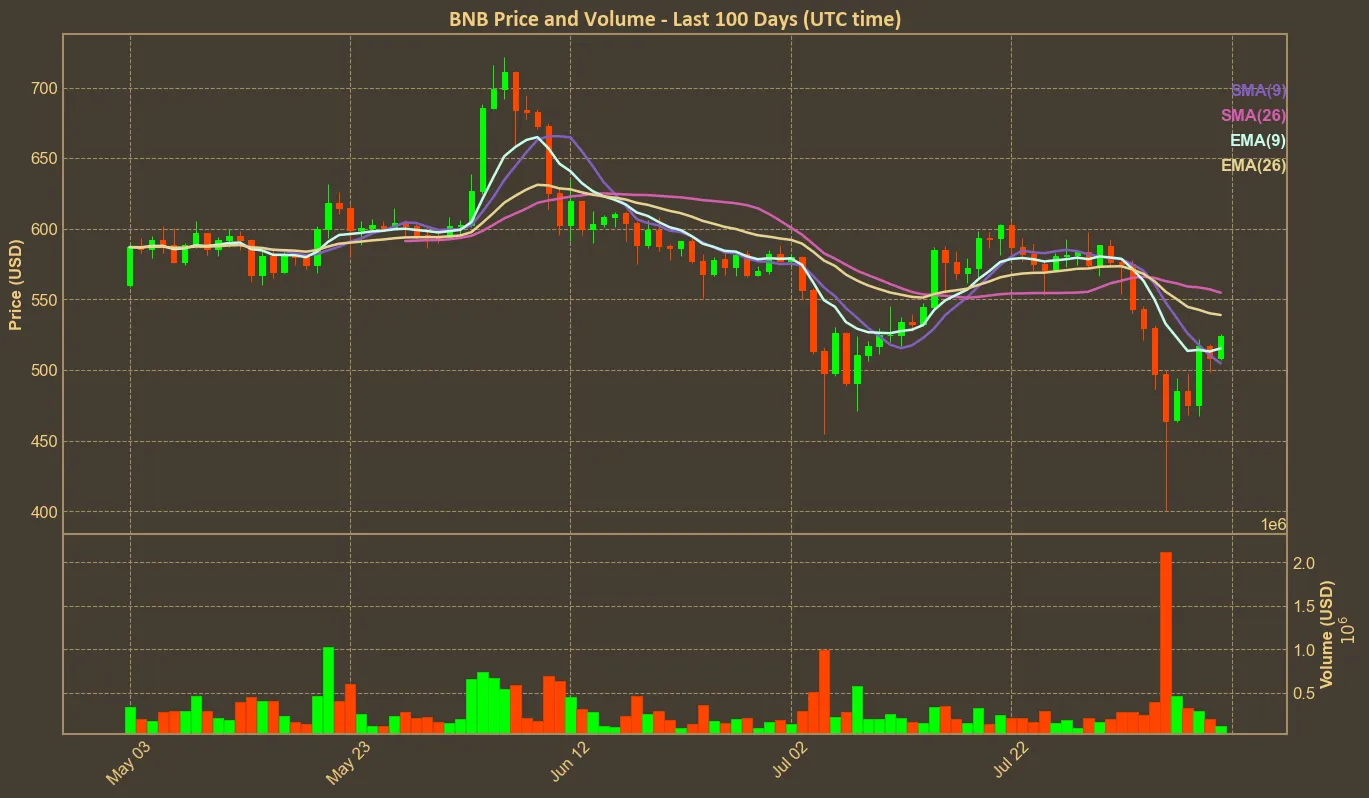 Chart with bnb price