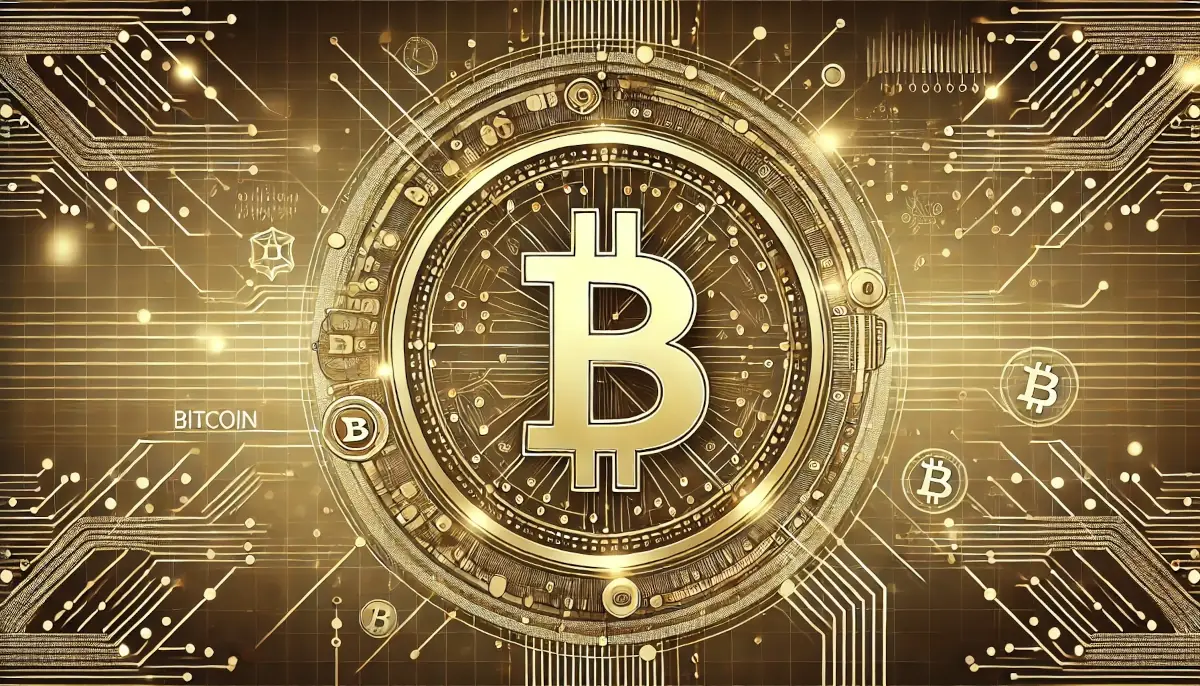 Bitcoin logo in golden BTC coin