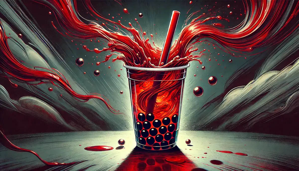 Picture showing red drink with Tapioca, symbolizing how Tapioca DAO has been hacked