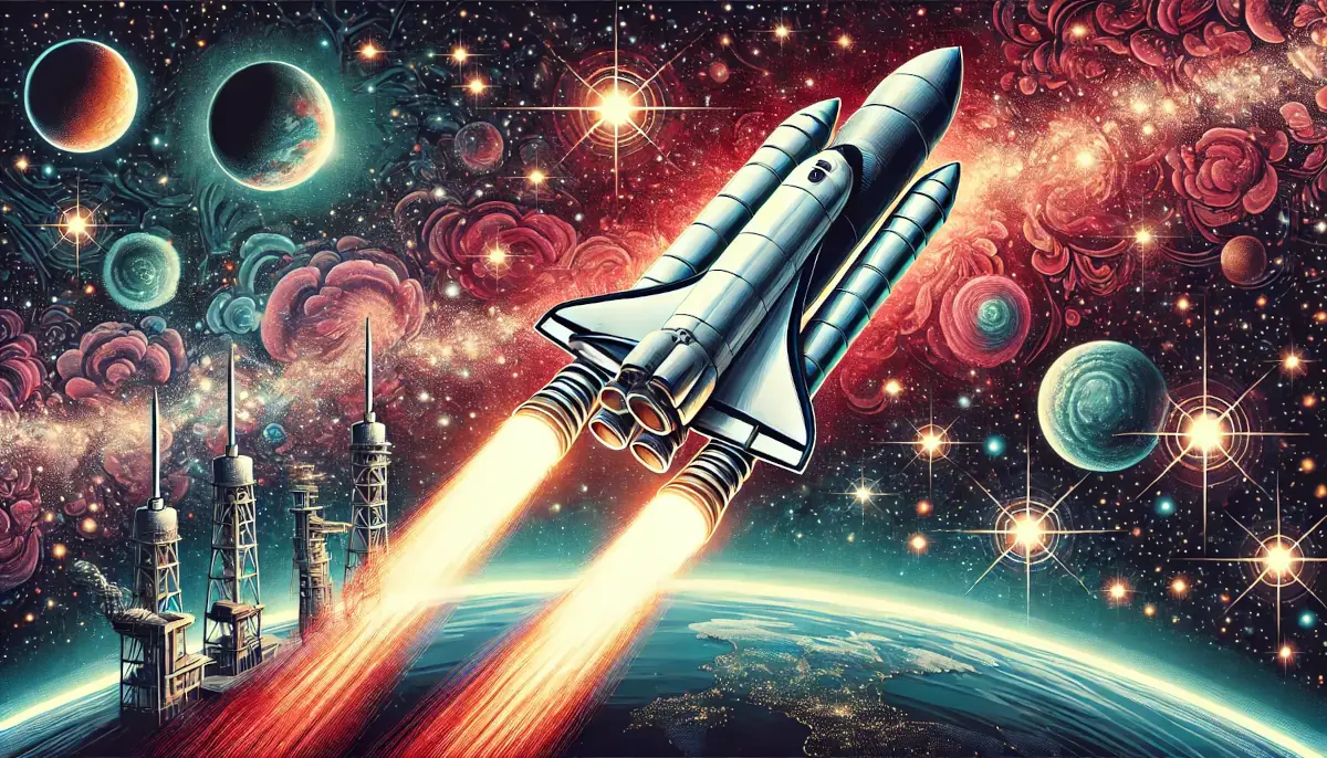 Rocket in the space, symbolizing stellar rapid growth