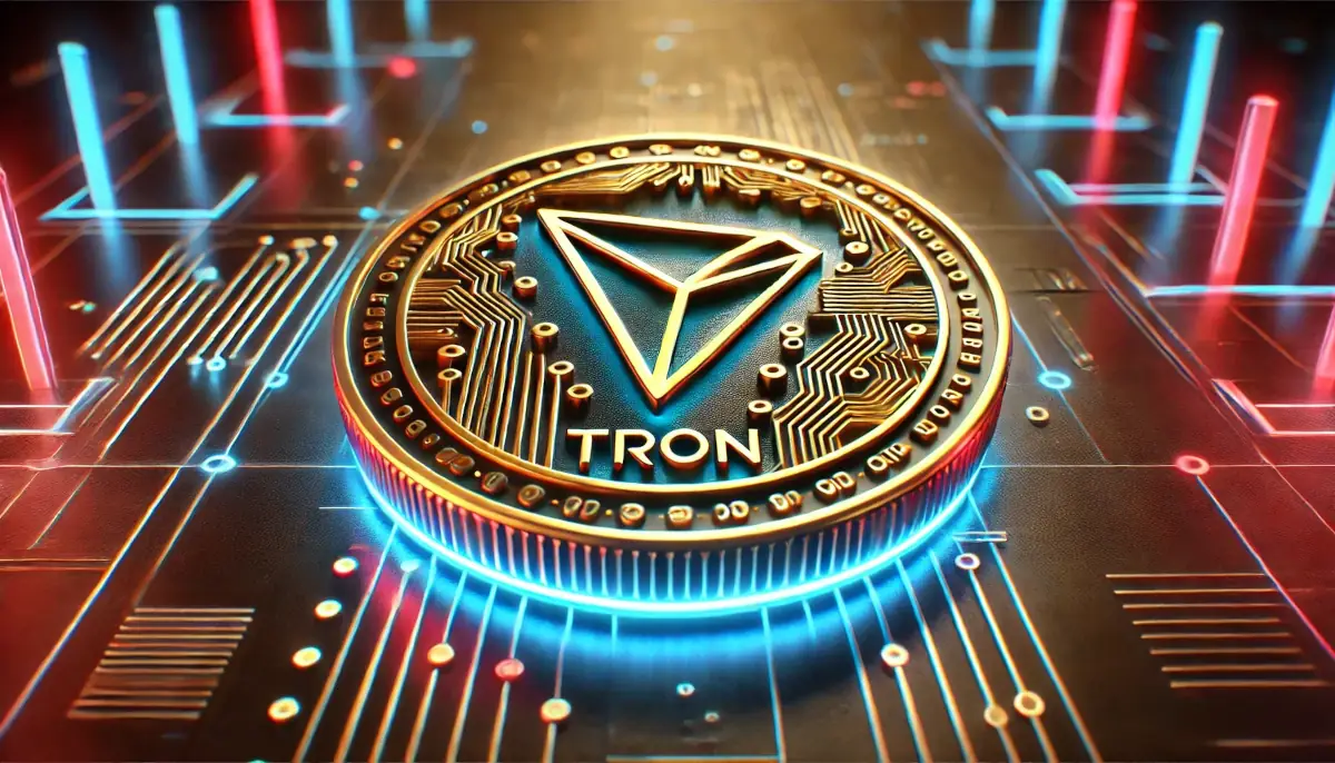 Picture showing TRON coin in futuristic setting