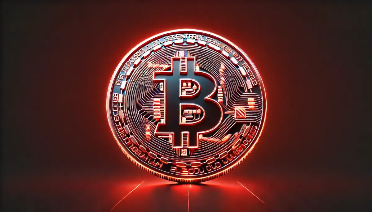 Picture showing Bitcoin in red colors