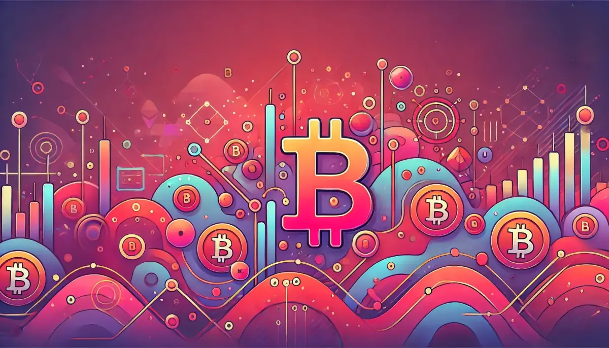 Picture showing Bitcoin logo on abstract red background