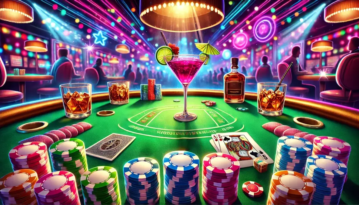 Picture showing a vibrant scene at a casino, which is deceptive as it is still a dangerous gambling place