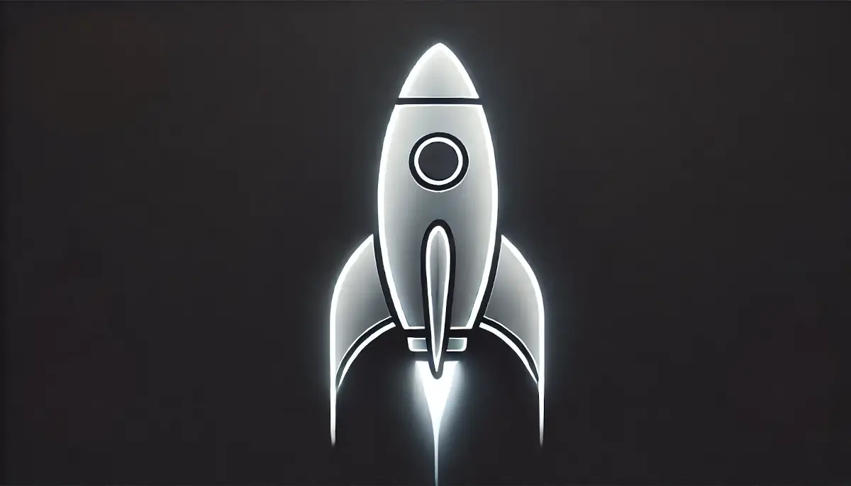 Picture showing a rocket taking off, in Onyxcoin (XCN) color palette