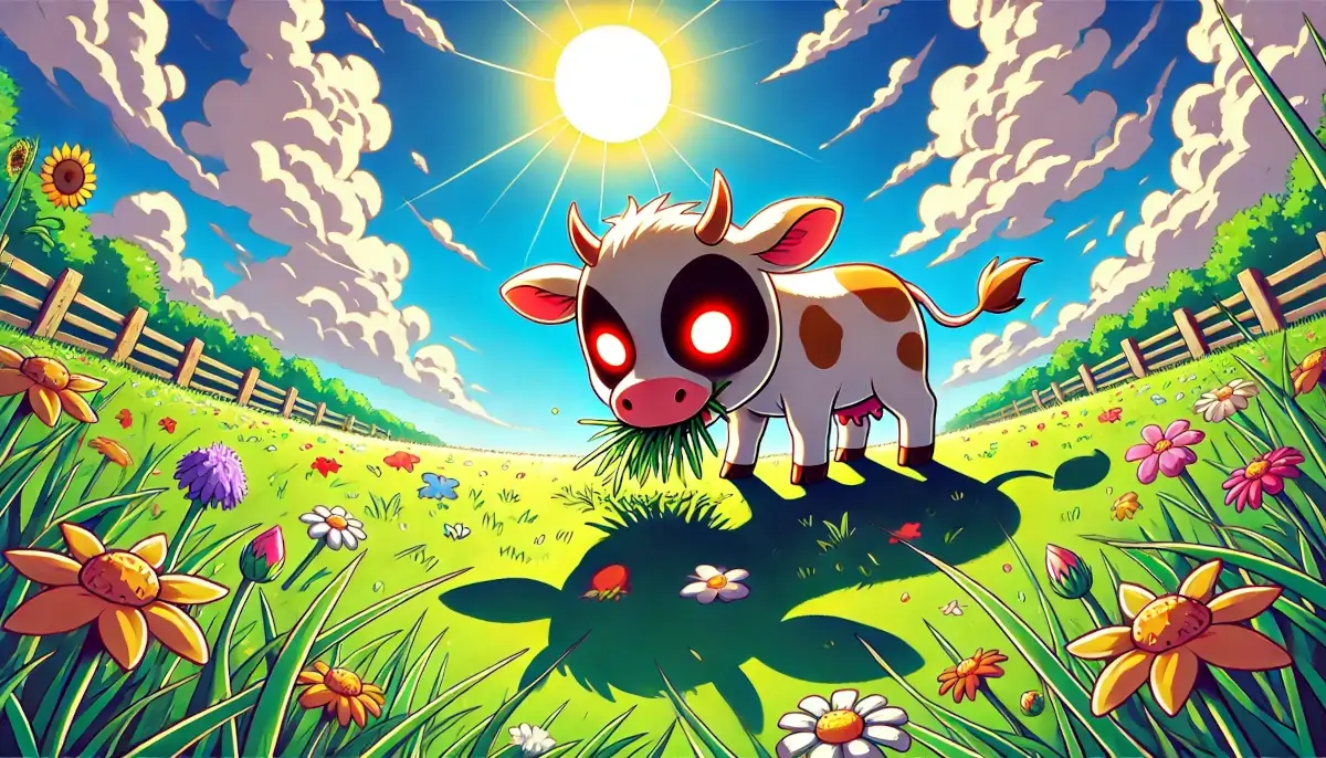 Picture showing cow similar to BTFD project, but the cow is ominous and secretly evil