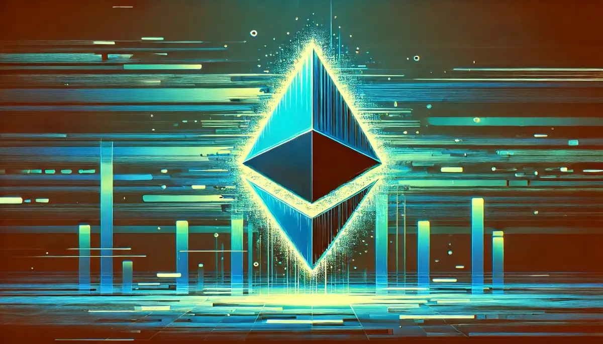 Picture showing glitching Ethereum logo, symbolizing issues with Pectra upgrade