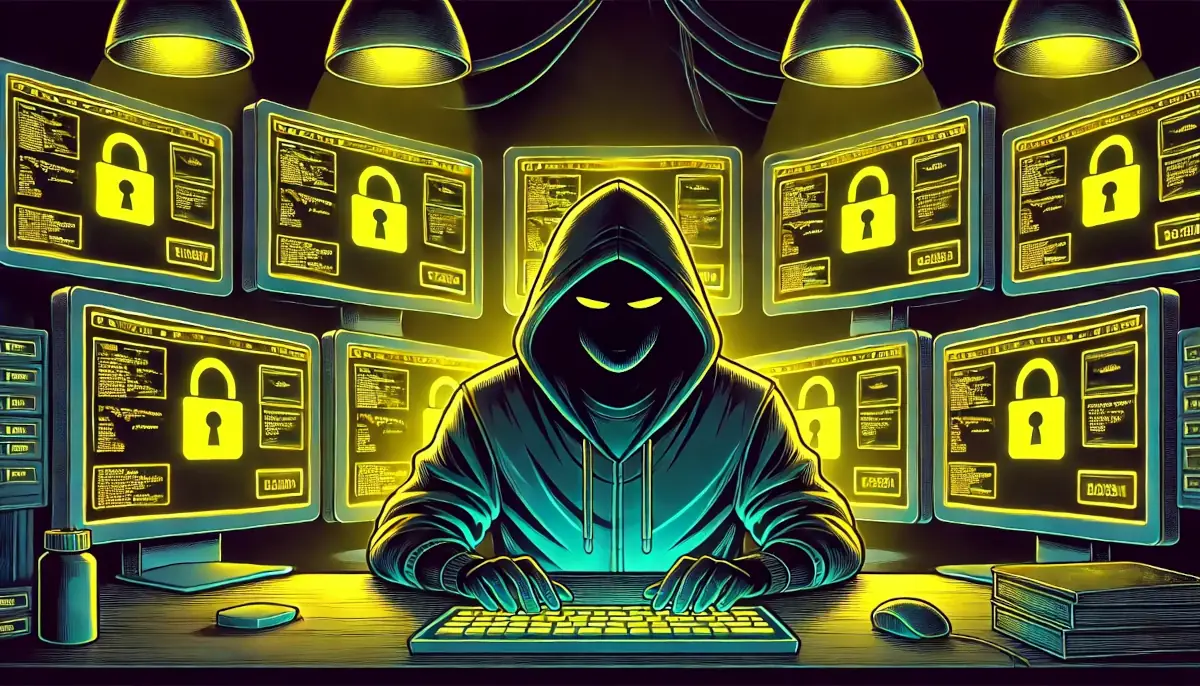 Picture showing suspicious hacker in Remittix color palette