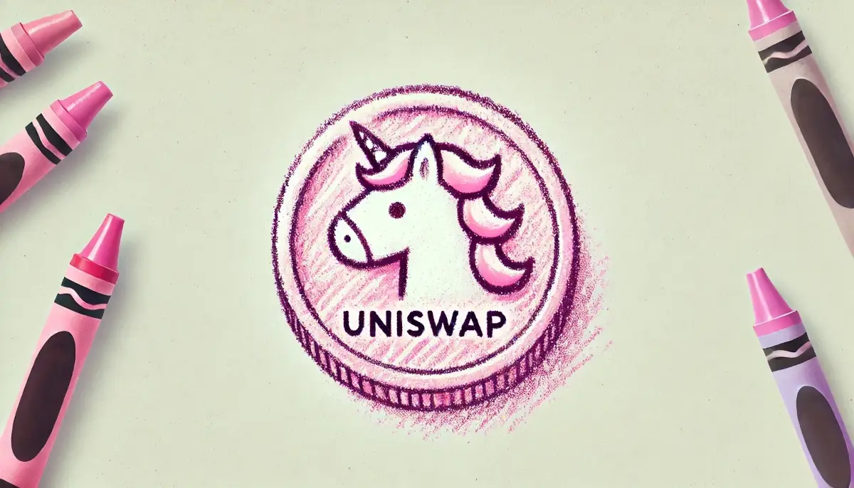 Picture showing Uniswap (UNI) coin, drawn by crayons