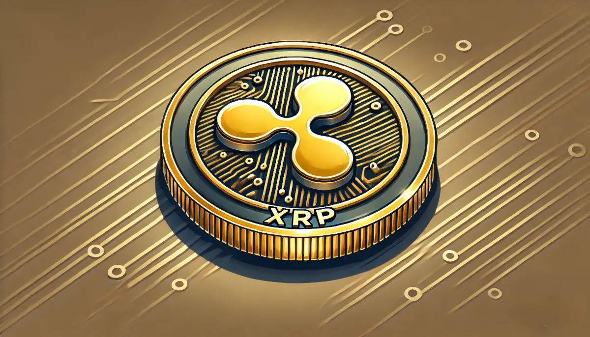 Picture showing gold XRP coin