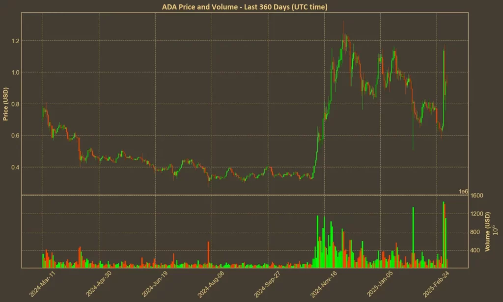 Picture showing Cardano (ADA) rice over the past year