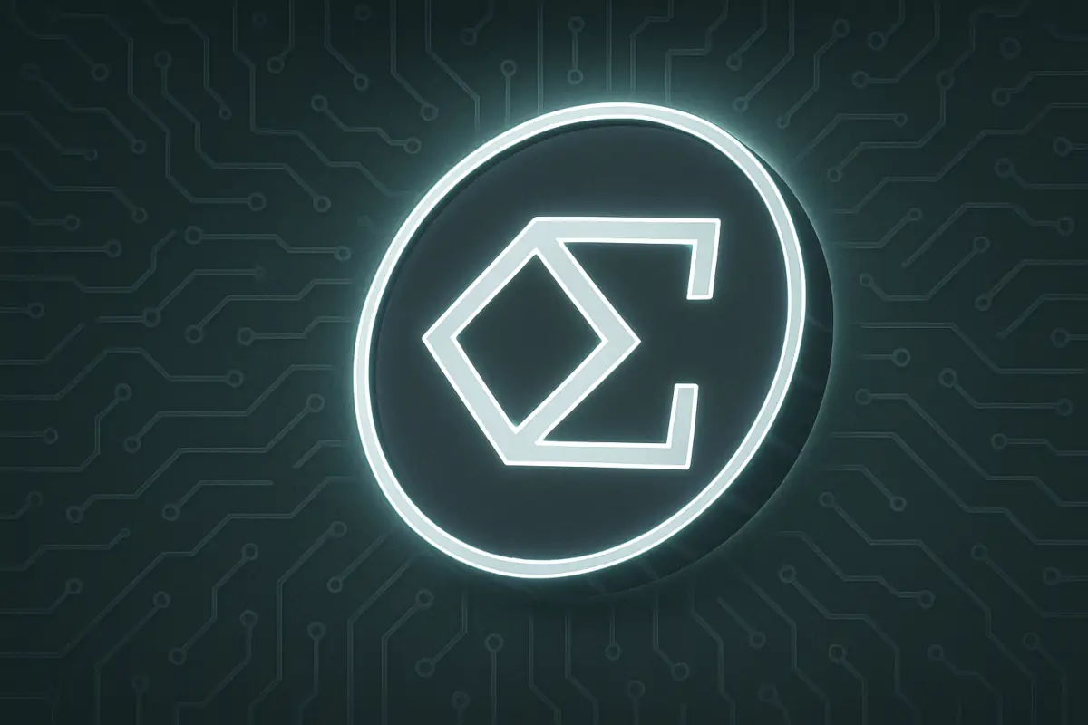 Picture showing Ethena (ENA) coin in glowing futuristic setting