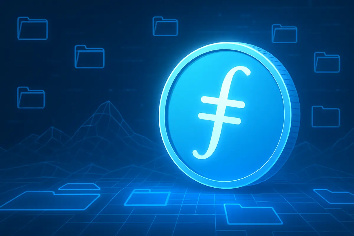 Picture showing Filecoin (FIL) coin
