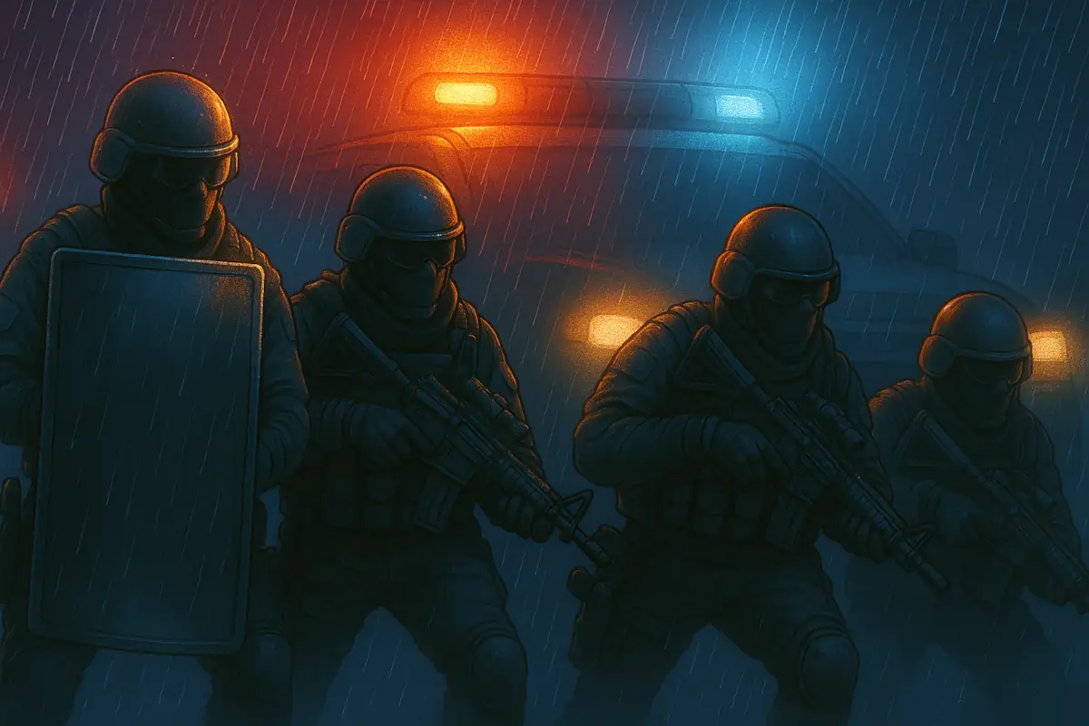 Picture showing Police squad ready to rescue people from kidnapping