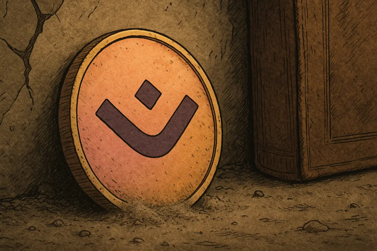 Picture showing Mantra (OM) coin, lying in the dust