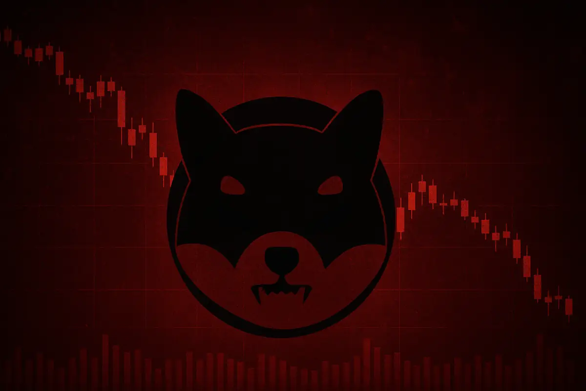 Picture showing falling chart and evil memecoin, symbolizing a rugpull