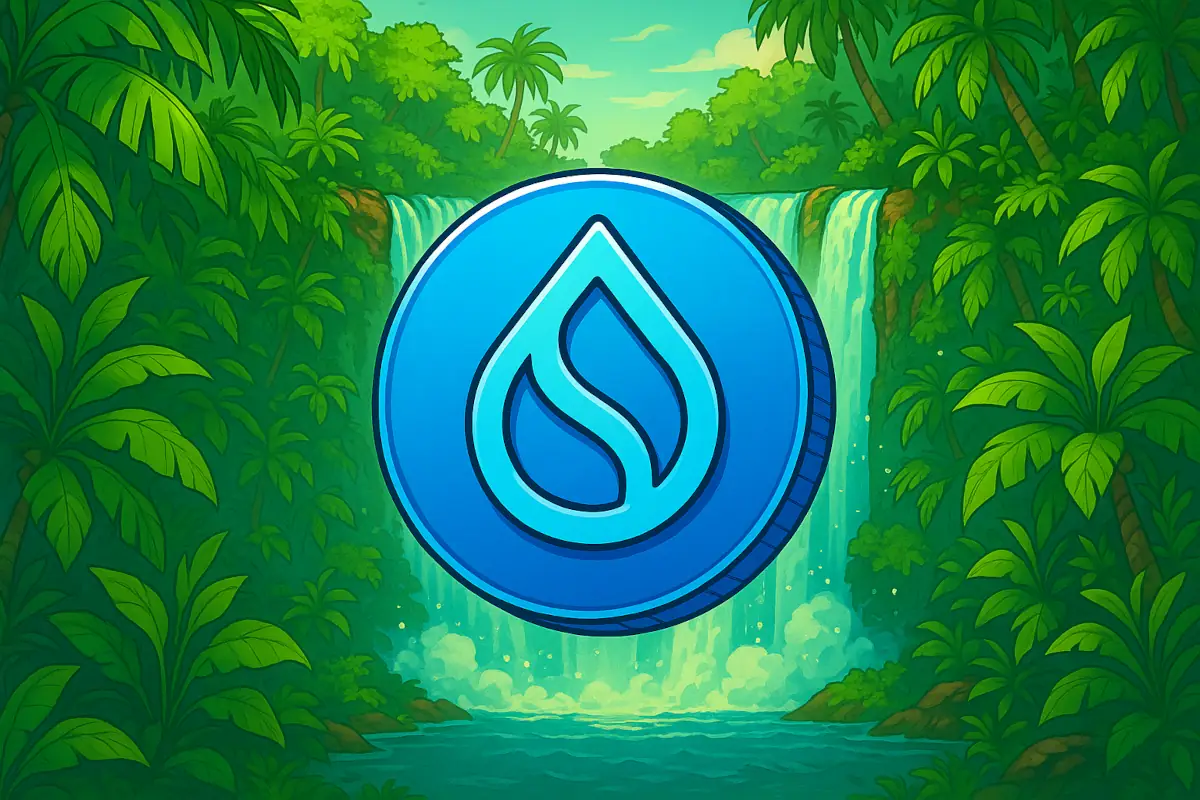 Chart showing SUI on a waterfall background