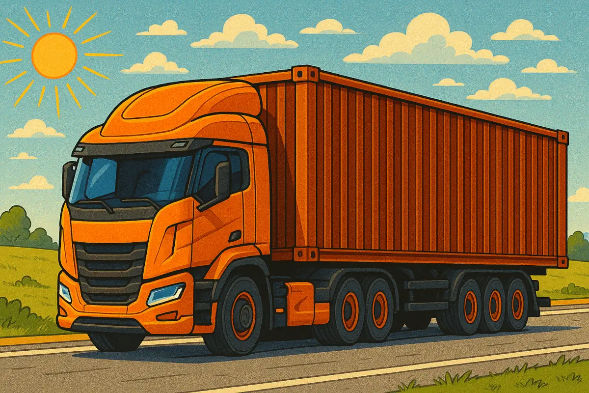 Picture showing orange trucks, symbolizing US-China talks about tariffs