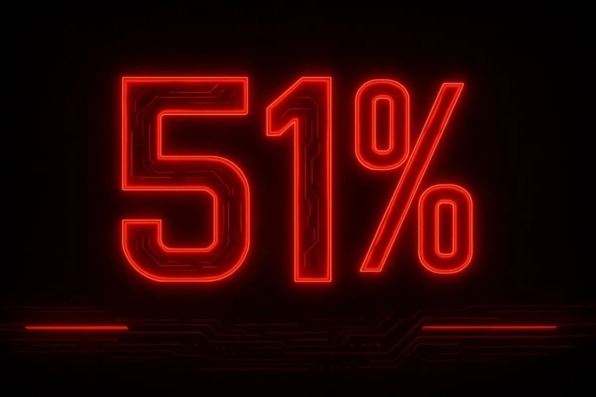 Picture showing red 51% number