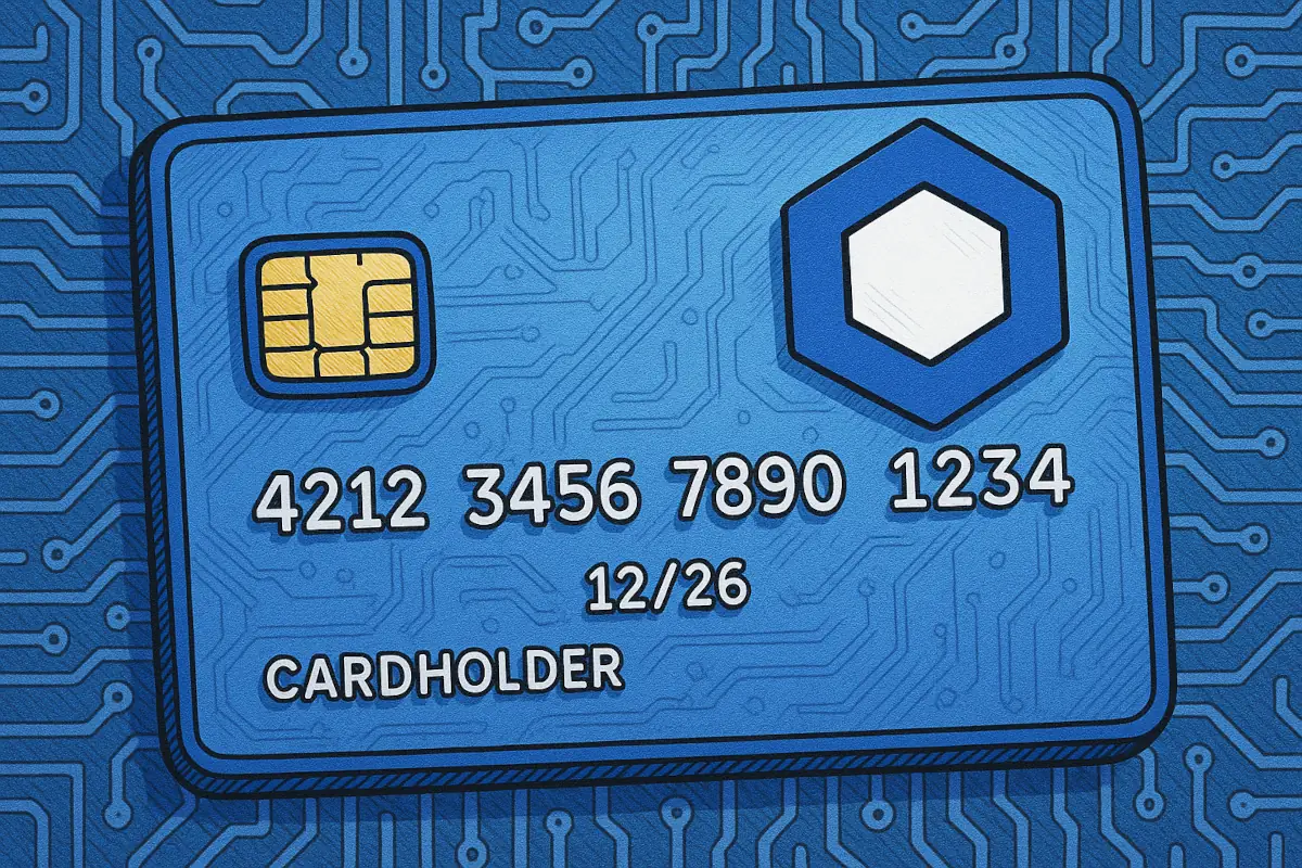 Picture showing card with a Chainlink logo
