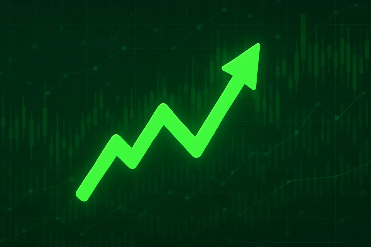 Chart showing growing arrow, symbolizing crypto growth