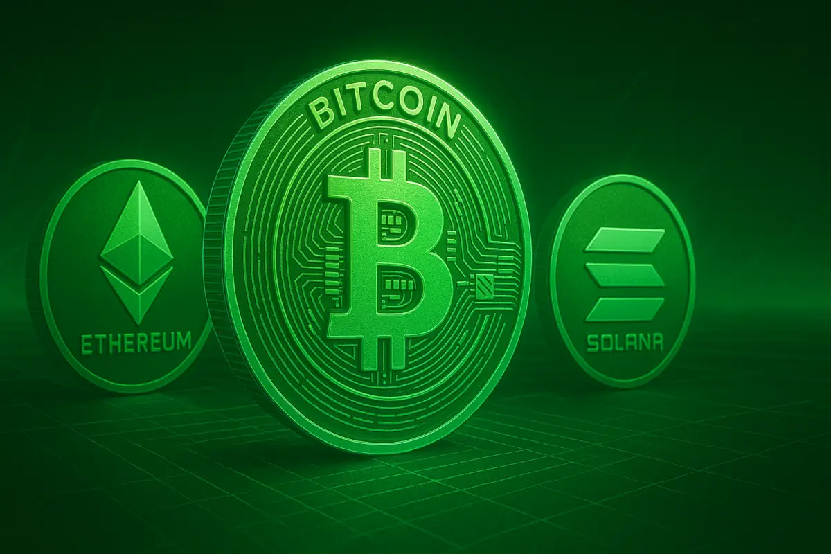 Picture showing cryptocurrencies in green colors