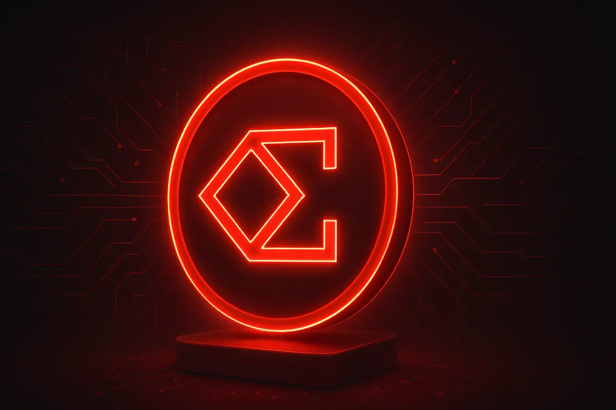 Picture showing Ethena (ENA) coin glowing red