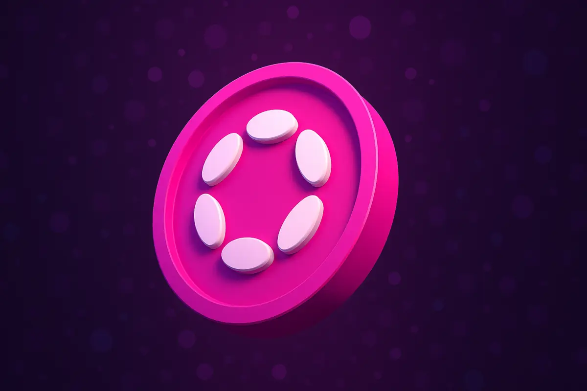 Picture showing Polkadot coin