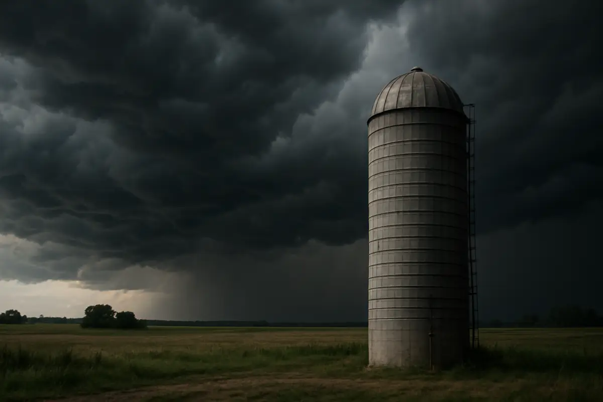 Picture showing silo with a cloudy sky