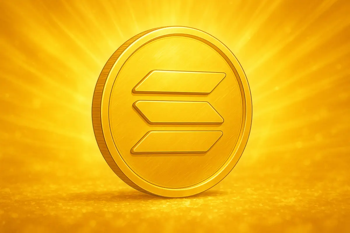 Picture showing Solana coin in golden colors