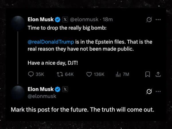 Crypto Mostly Recovers After Trump–Musk Feud Picture showing now-deleted Elon Musk tweet